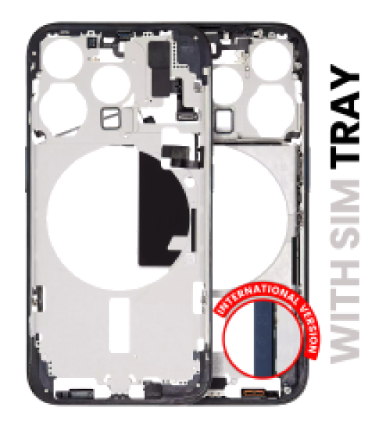 Apple iPhone 15 Pro Middle Frame with Small Parts (No Charger Flex) - Blue Titanium Pulled A