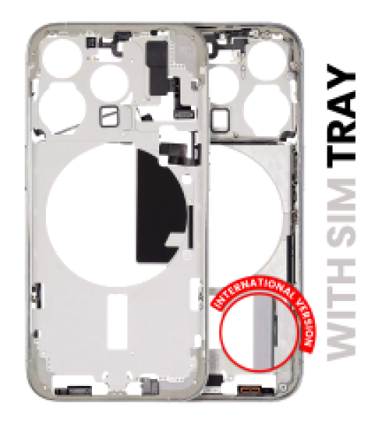 Apple iPhone 15 Pro Middle Frame with Small Parts (No Charger Flex) - White Titanium Pulled A