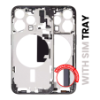 Apple iPhone 15 Pro Middle Frame with Small Parts (No Charger Flex) - Black Titanium Pulled A