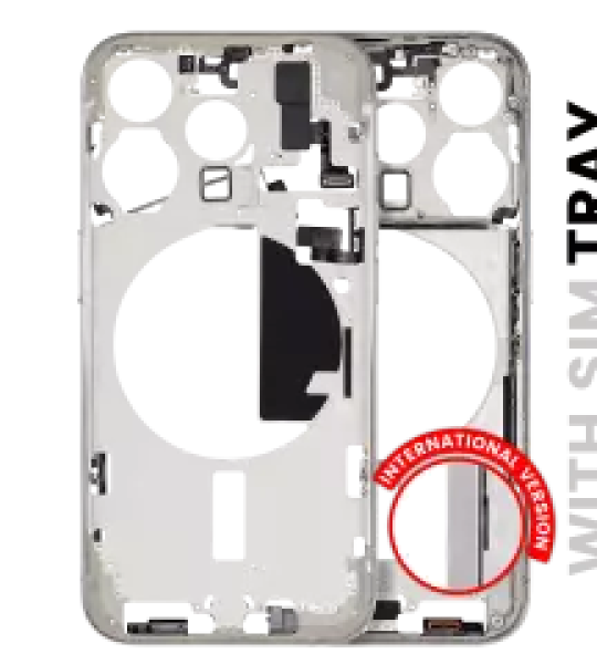 Apple iPhone 15 Pro Middle Frame with Small Parts (No Charger Flex) - White Titanium AM Plus
