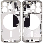 Apple iPhone 15 Pro Middle Frame with Small Parts (No Charger Flex) - White Titanium AM Plus