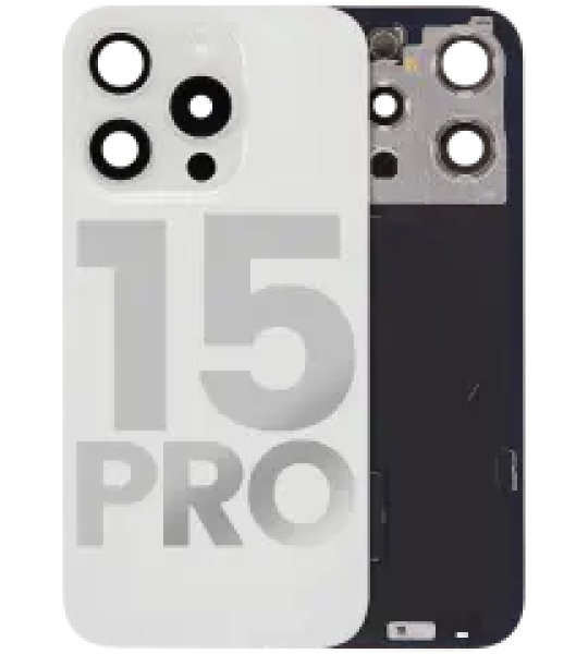 Apple iPhone 15 Pro Back Cover with Magnet Bazel incl NFC and Flash Flex - White Titanium Pulled B