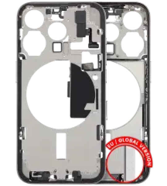Apple iPhone 15 Pro Middle Frame with Small Parts - White Titanium Pulled A