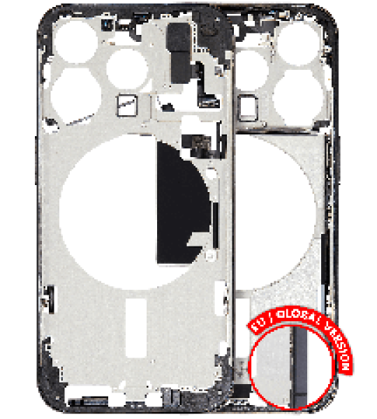 Apple iPhone 15 Pro Middle Frame with Small Parts (No Charger Flex) - Black Titanium Pulled A
