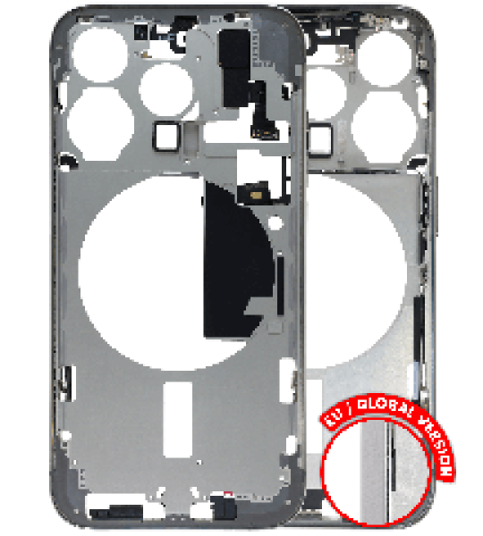 Apple iPhone 15 Pro Middle Frame with Small Parts (No Charger Flex) - White Titanium Pulled B