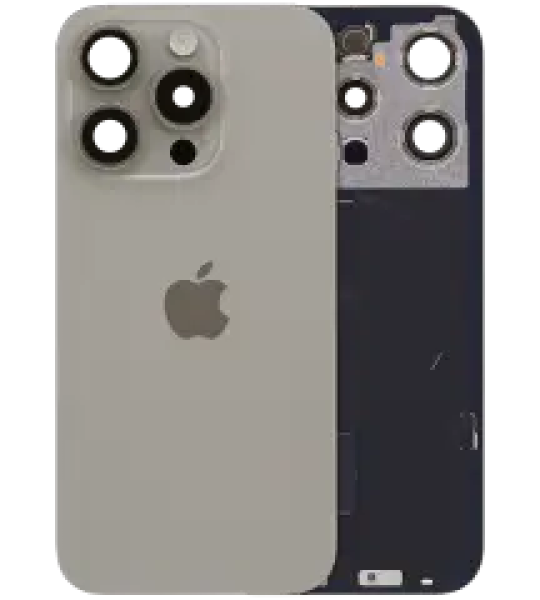 Apple iPhone 15 Pro Back Cover with Magnet Bazel incl NFC and Flash Flex - Natural Titanium Service Pack
