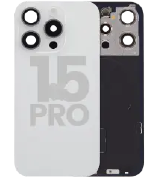 Apple iPhone 15 Pro Back Cover with Magnet Bazel incl NFC and Flash Flex - White Titanium Pulled C