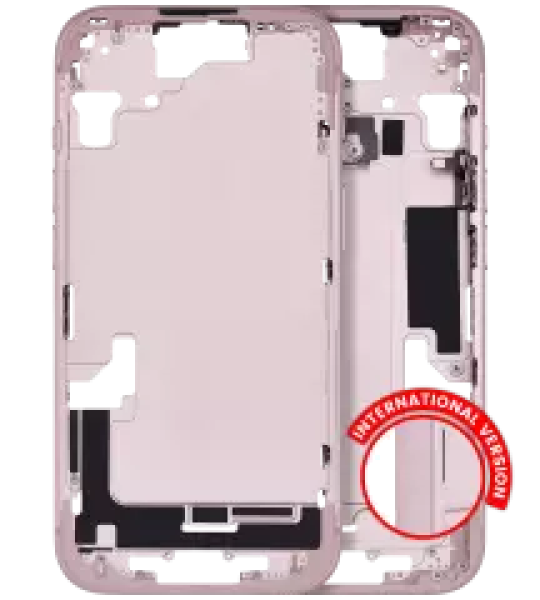 Apple iPhone 15 Middle Frame with Small Parts (No Charger Flex) - Pink Pulled A