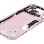 Apple iPhone 15 Middle Frame with Small Parts (No Charger Flex) - Pink Pulled A