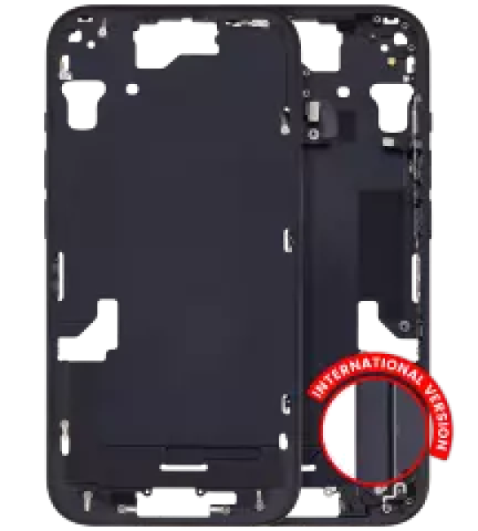 Apple iPhone 15 Middle Frame with Small Parts (No Charger Flex) - Black AM Plus