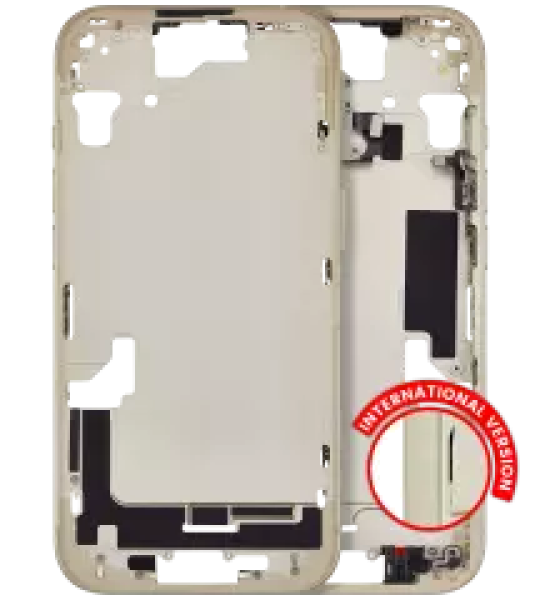 Apple iPhone 15 Middle Frame with Small Parts (No Charger Flex) - Yellow AM Plus