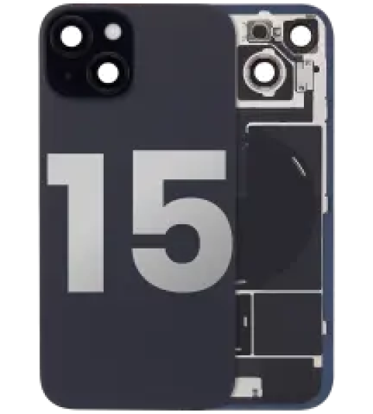 Apple iPhone 15 Back Cover with Magnet Bazel incl NFC and Flash Flex - Black Pulled A