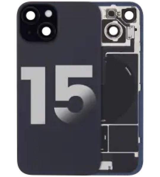Apple iPhone 15 Back Cover with Magnet Bazel incl NFC and Flash Flex - Black Pulled C