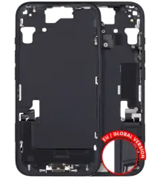 Apple iPhone 15 Middle Frame with Small Parts - Black Pulled B