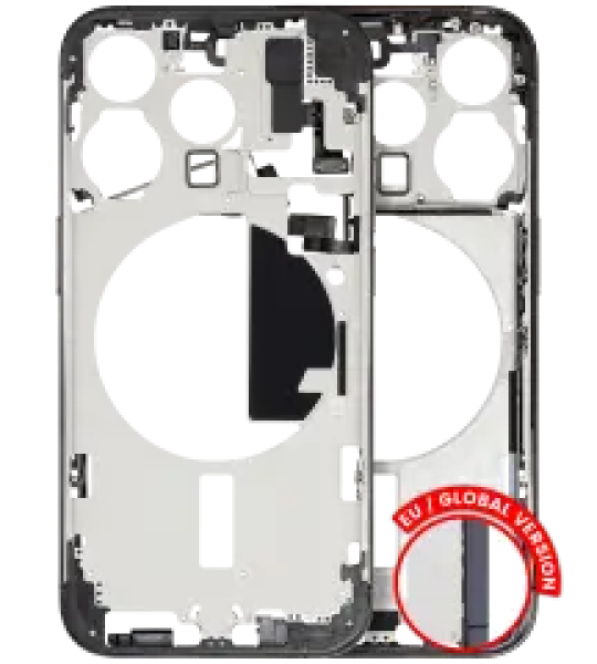 Apple iPhone 15 Pro Middle Frame with Small Parts (No Charger Flex) - Black Titanium Pulled B
