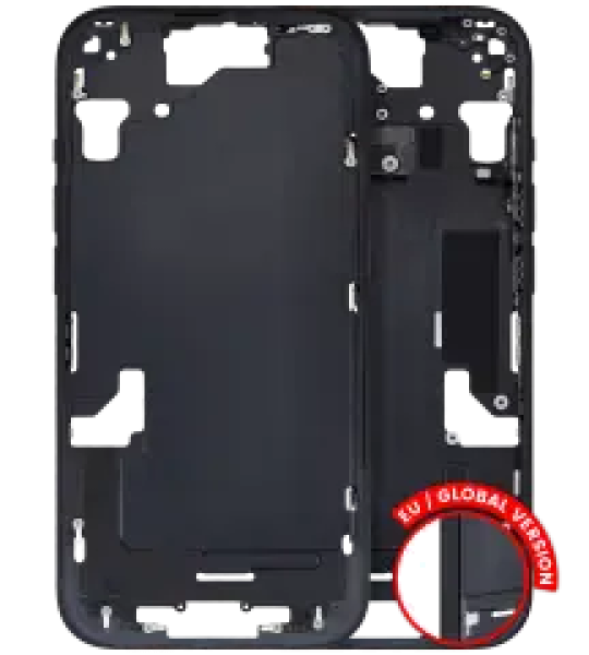 Apple iPhone 15 Middle Frame with Small Parts (No Charger Flex) - Black Pulled C