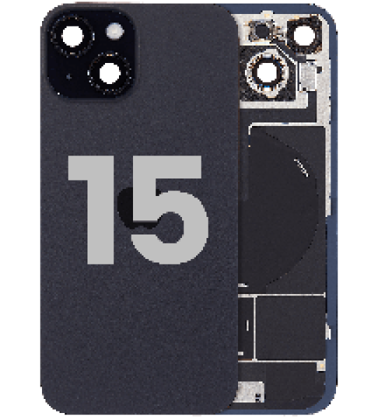 Apple iPhone 15 Back Cover with Magnet Bazel incl NFC and Flash Flex - Black Pulled A