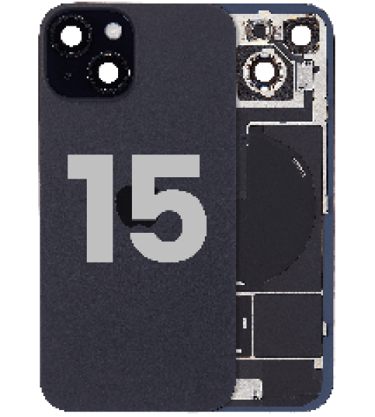Apple iPhone 15 Back Cover with Magnet Bazel incl NFC and Flash Flex - Black Pulled B