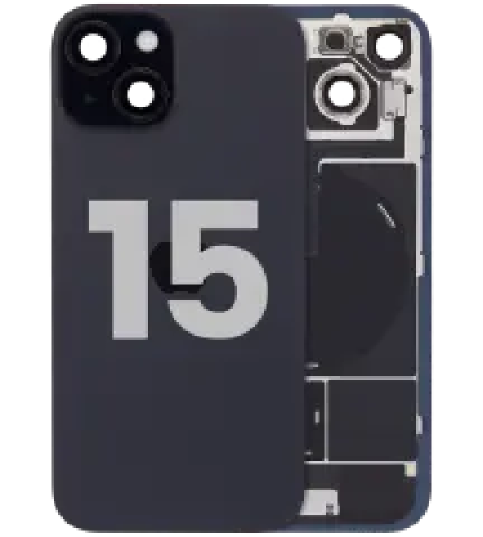 Apple iPhone 15 Back Cover with Magnet Bazel incl NFC and Flash Flex - Black Pulled C