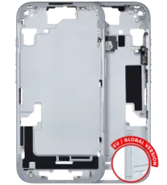 Apple iPhone 15 Middle Frame with Small Parts (No Charger Flex) - Blue Pulled C