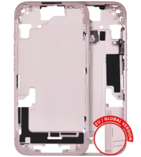 Apple iPhone 15 Middle Frame with Small Parts (No Charger Flex) - Pink Pulled B