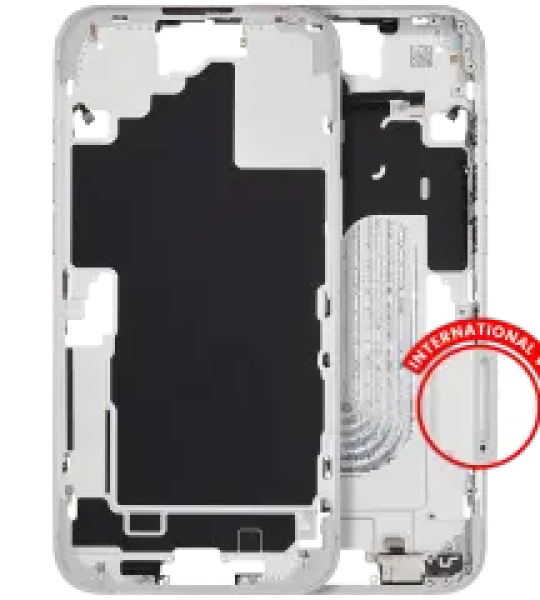 Apple iPhone 16 Plus Middle Frame with Small Parts (No Charger Flex) - White Pulled A