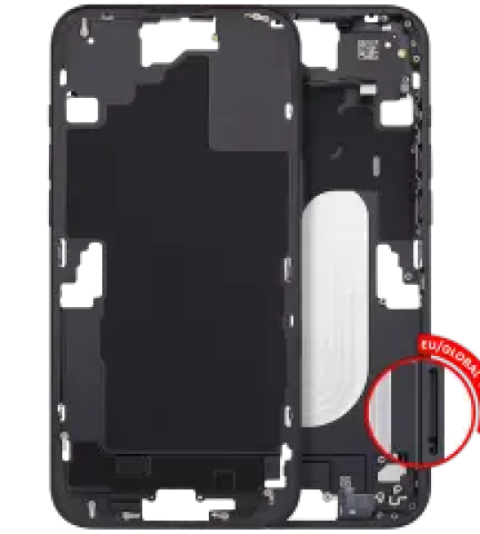 Apple iPhone 16 Plus Middle Frame with Small Parts (No Charger Flex) - Black AM Plus