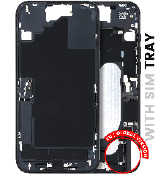 Apple iPhone 16 Plus Middle Frame with Small Parts - Black Pulled B