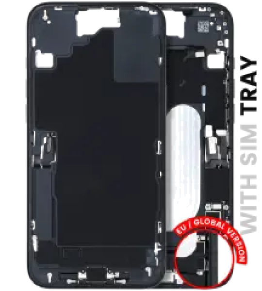 Apple iPhone 16 Plus Middle Frame with Small Parts - Black Pulled A