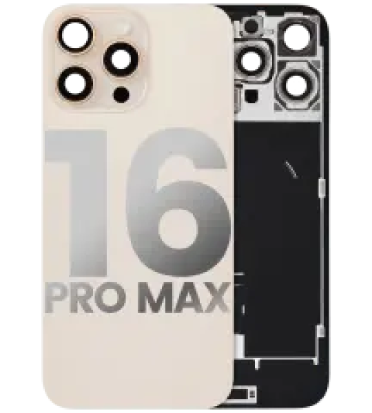 Apple iPhone 16 Pro Max Back Cover with Magnet Bazel incl NFC and Flash Flex - Desert Titanium Pulled B