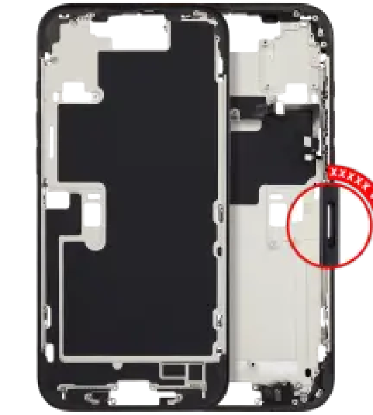 Apple iPhone 16 Pro Max Middle Frame with Small Parts (No Charger Flex) - Black Titanium Pulled A