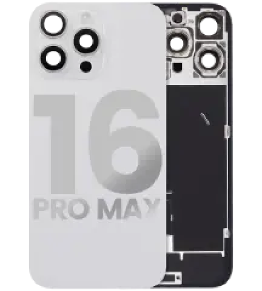 Apple iPhone 16 Pro Max Back Cover with Magnet Bazel incl NFC and Flash Flex - White Titanium Pulled C
