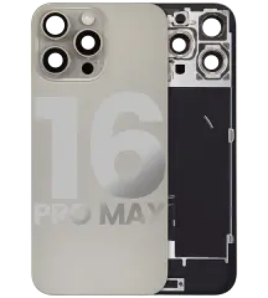 Apple iPhone 16 Pro Max Back Cover with Magnet Bazel incl NFC and Flash Flex - Natural Titanium Pulled C