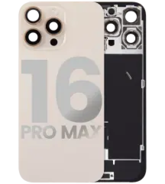 Apple iPhone 16 Pro Max Back Cover with Magnet Bazel incl NFC and Flash Flex - Desert Titanium Pulled C