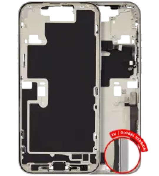 Apple iPhone 16 Pro Max Middle Frame with Small Parts - White Titanium Pulled A