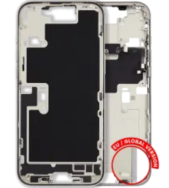 Apple iPhone 16 Pro Max Middle Frame with Small Parts (No Charger Flex) - White Titanium Pulled A