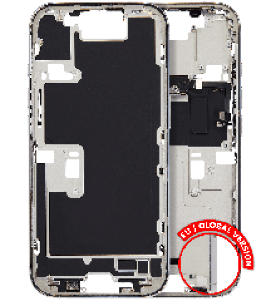 Apple iPhone 16 Pro Middle Frame with Small Parts (No Charger Flex) - White Titanium Pulled B