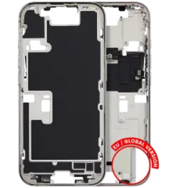 Apple iPhone 16 Pro Middle Frame with Small Parts (No Charger Flex) - White Titanium Pulled A