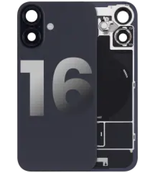 Apple iPhone 16 Back Cover with Magnet Bazel incl NFC and Flash Flex - Black Pulled B