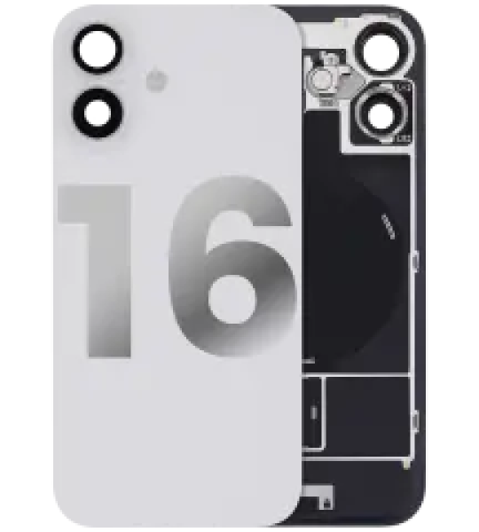 Apple iPhone 16 Back Cover with Magnet Bazel incl NFC and Flash Flex - White Pulled B
