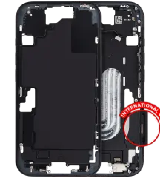 Apple iPhone 16 Middle Frame with Small Parts (No Charger Flex) - Black Pulled A