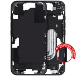 Apple iPhone 16 Middle Frame with Small Parts (No Charger Flex) - Black Pulled A