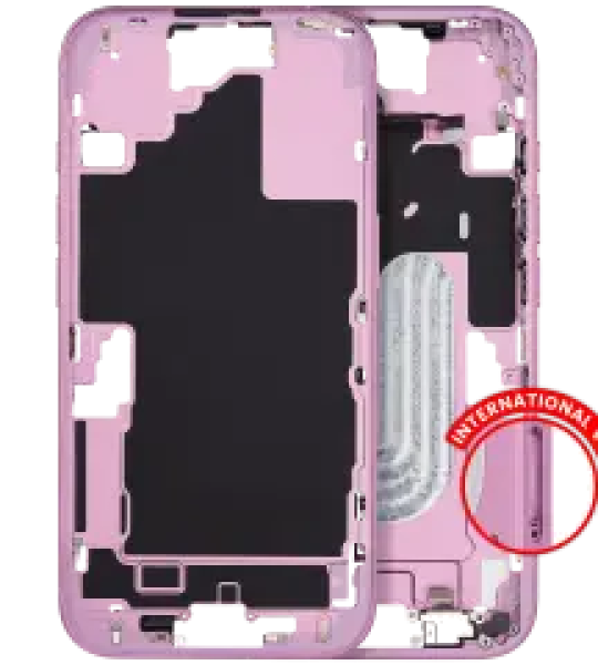 Apple iPhone 16 Middle Frame with Small Parts (No Charger Flex) - Pink Pulled A
