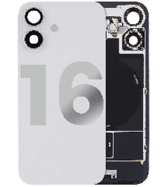 Apple iPhone 16 Back Cover with Magnet Bazel incl NFC and Flash Flex - White Pulled C