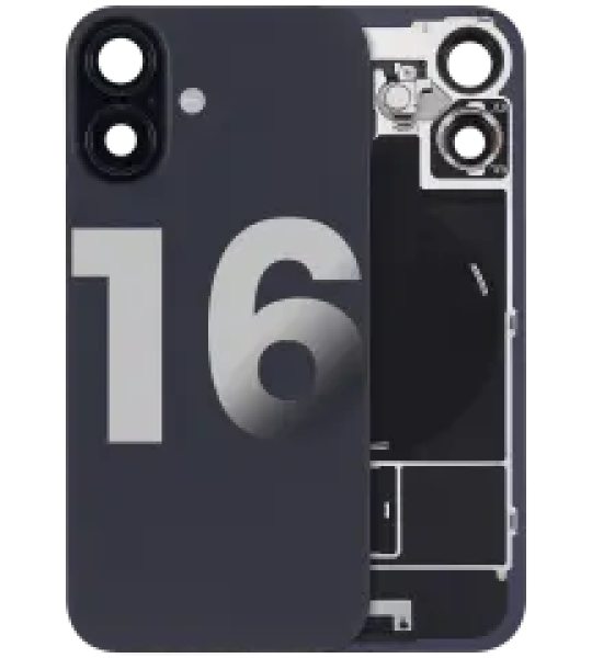 Apple iPhone 16 Back Cover with Magnet Bazel incl NFC and Flash Flex - Black Pulled C