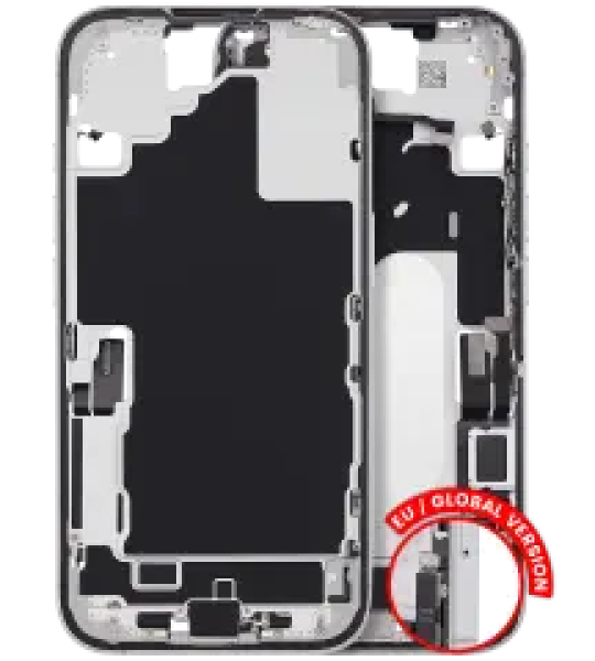 Apple iPhone 16 Middle Frame with Small Parts - White Pulled C