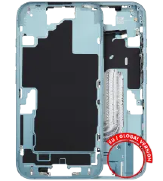 Apple iPhone 16 Middle Frame with Small Parts (No Charger Flex) - Teal Pulled C