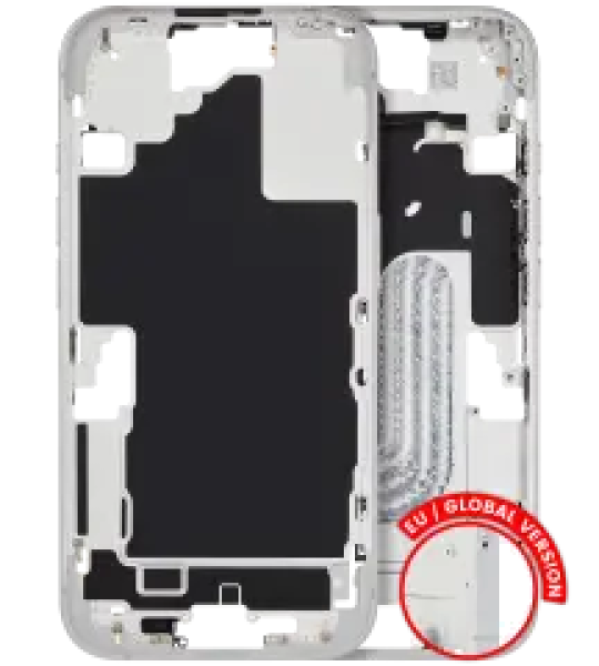 Apple iPhone 16 Middle Frame with Small Parts (No Charger Flex) - White Pulled A