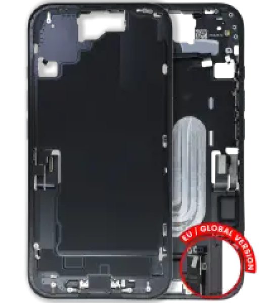 Apple iPhone 16 Middle Frame with Small Parts - Black Pulled B