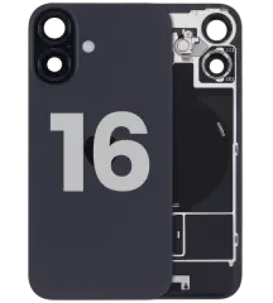 Apple iPhone 16 Back Cover with Magnet Bazel incl NFC and Flash Flex - Black Pulled A